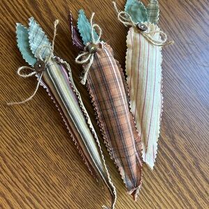 Rustic Fabric Carrot Decorations - Set of 3 Spring Easter Harvest Farmhouse